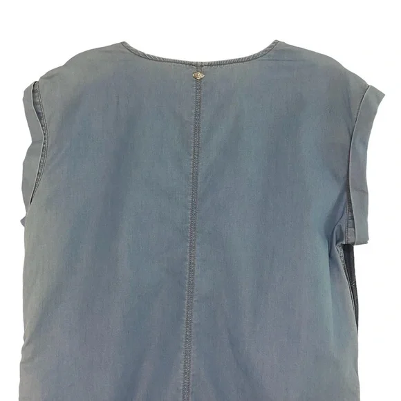 Melissa McCarthy Seven7 Colorblock Chambray Denim Shift Pocket Blue Dress Size S - Picture 5 of 8